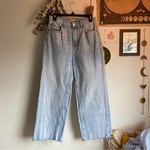 Topshop moto high rise wide straight leg light wash jeans